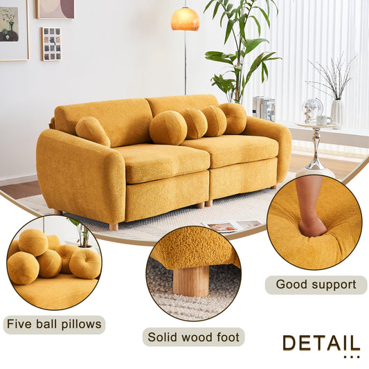 Modern Sofa For Living Room, 84" Green Chenille Sofa Couch, Sectional Love Seat Couch, Upholstered Sofa For Apatment Bedroom Home Office