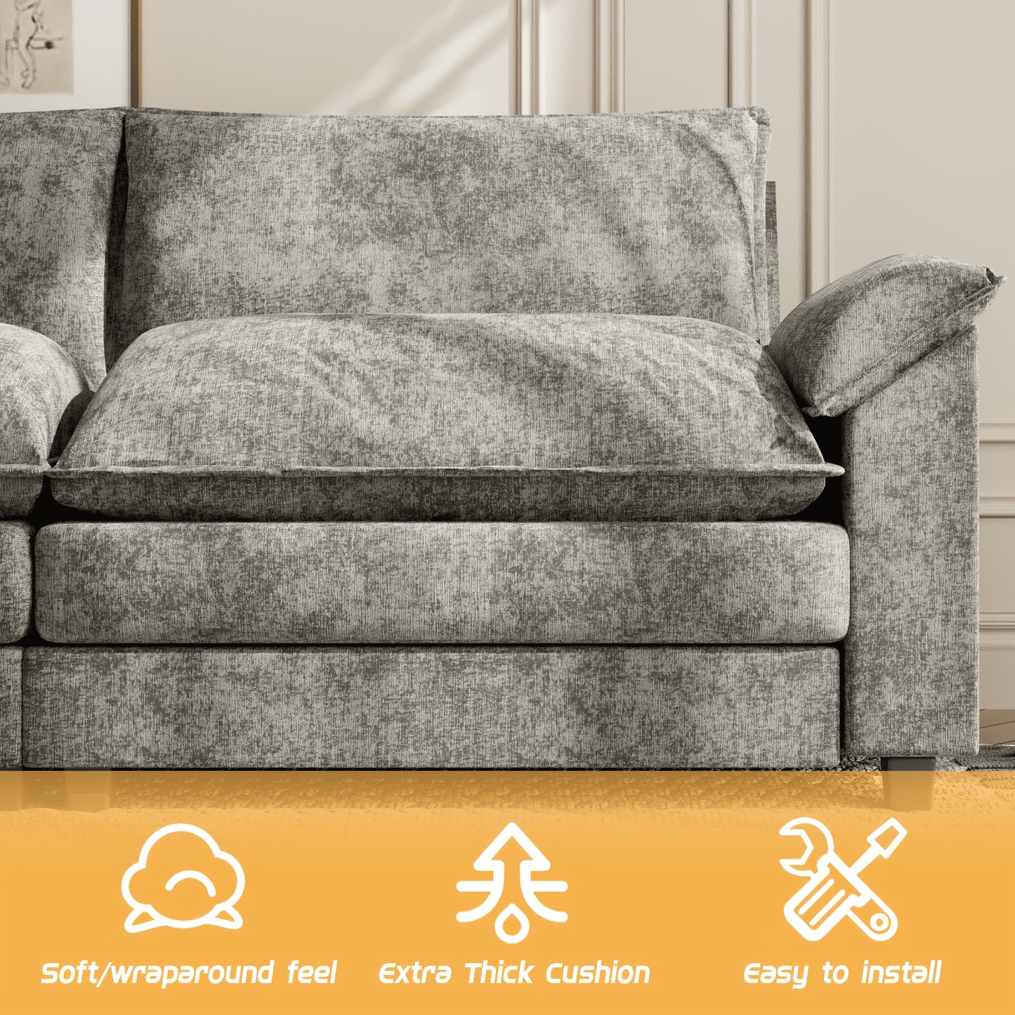 Reversible Toffee 3-seat L-shaped Sectional Sofa with Movable Footrest from Local Warehouse